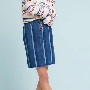 Anthropologie Maeve denim striped midi skirt 8